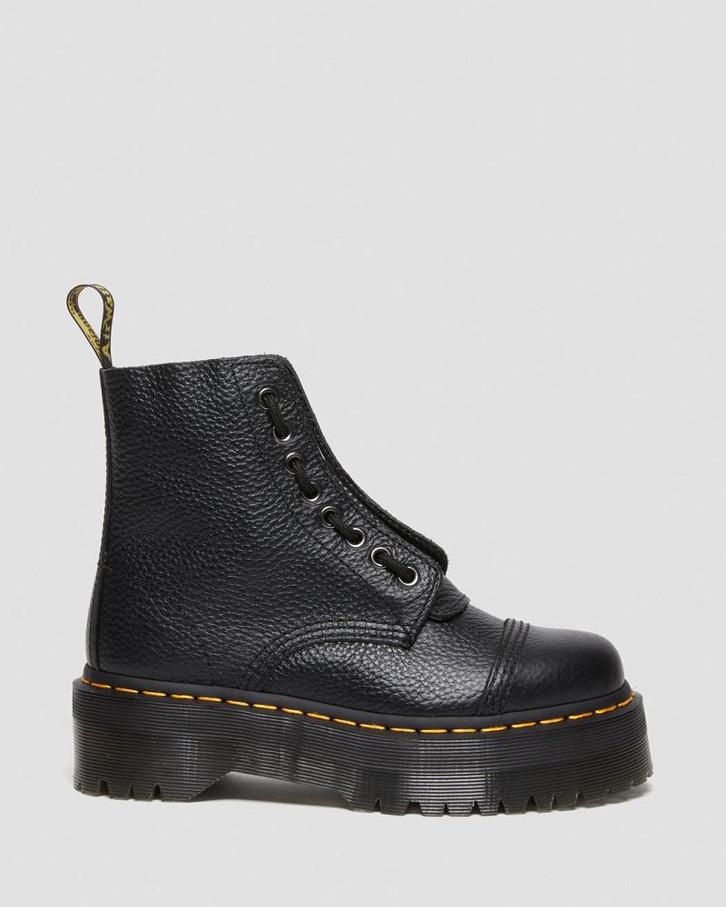 Women's Dr Martens Sinclair Milled Nappa Leather Platform Boots Black | AU 259FDN